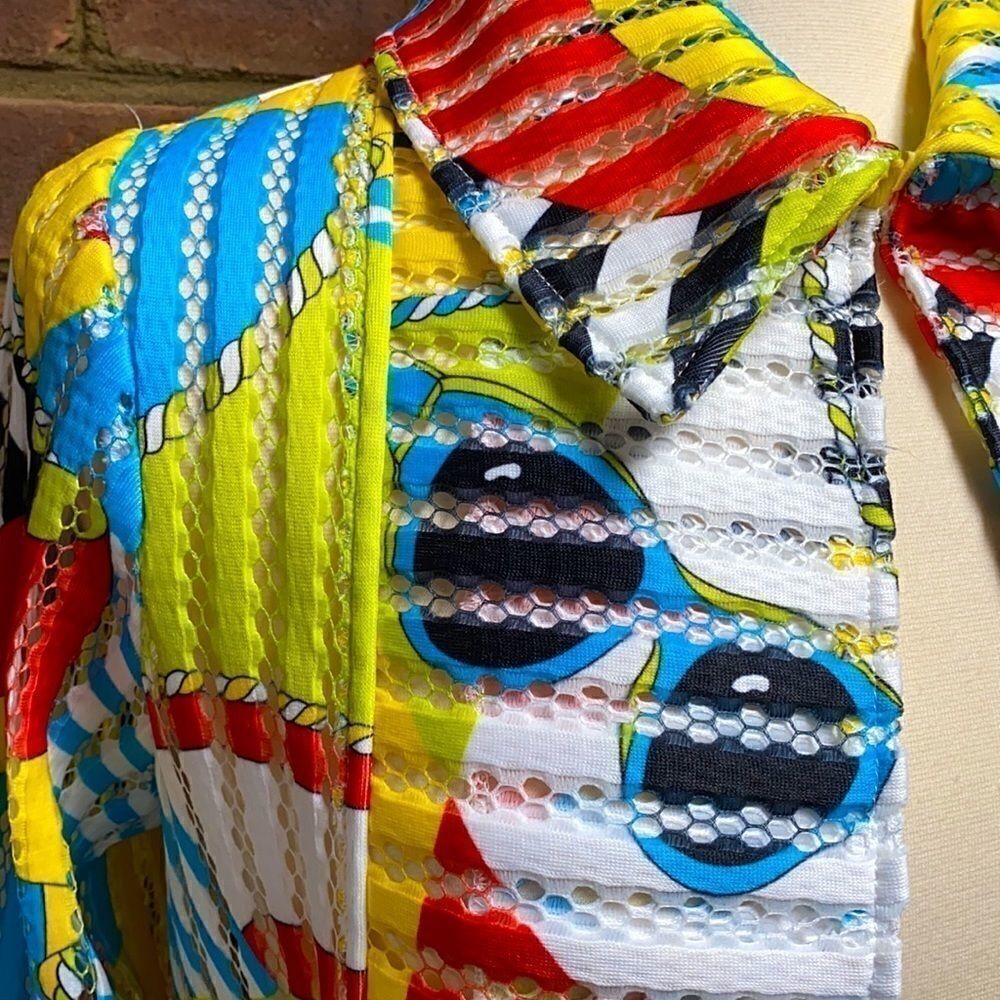 Berek Textured Sheer Multi Color 3/4 Sleeve Jacket - Picture 2 of 7